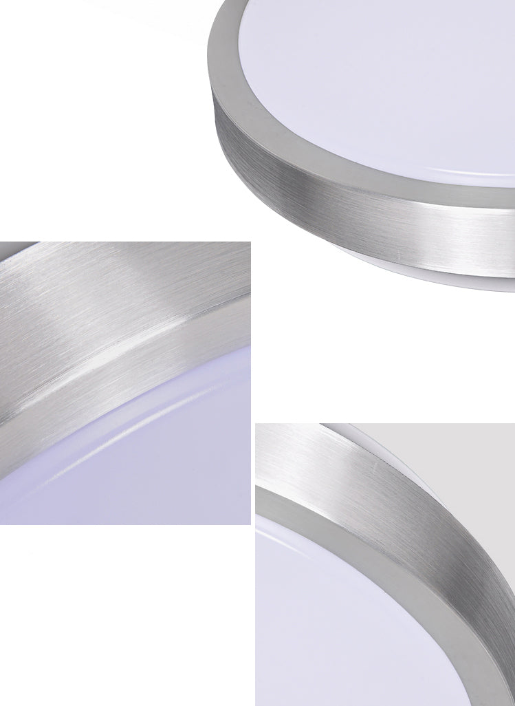 Silver Circular LED Ceiling Light in Modern Concise Style Aluminium Flush Mount with Acrylic Shade