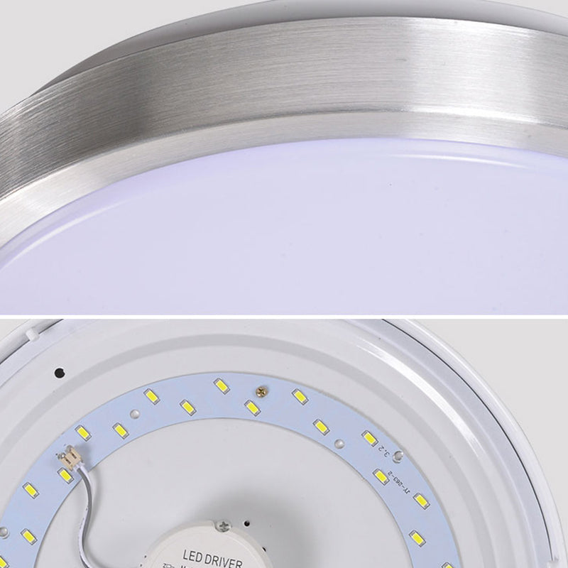 Silver Circular LED Ceiling Light in Modern Concise Style Aluminium Flush Mount with Acrylic Shade