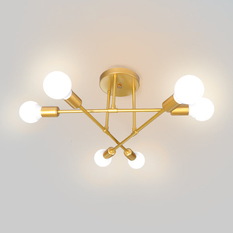 Industriële Retro Radiale Semi Flush Mount Smeedijzer-Lamp Plafond Armatuur voor Interieur Spaces
