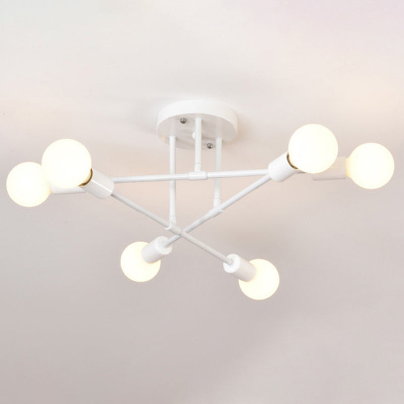 Industriële Retro Radiale Semi Flush Mount Smeedijzer-Lamp Plafond Armatuur voor Interieur Spaces