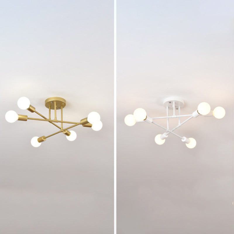 Industriële Retro Radiale Semi Flush Mount Smeedijzer-Lamp Plafond Armatuur voor Interieur Spaces