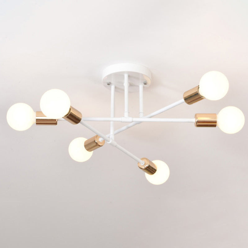 Industriële Retro Radiale Semi Flush Mount Smeedijzer-Lamp Plafond Armatuur voor Interieur Spaces