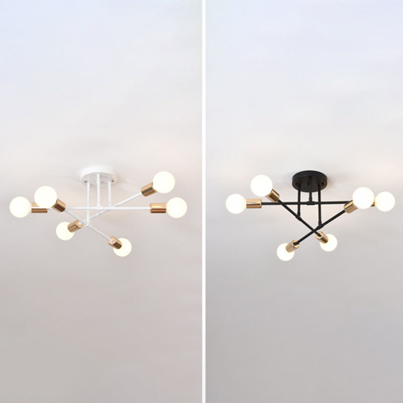 Industriële Retro Radiale Semi Flush Mount Smeedijzer-Lamp Plafond Armatuur voor Interieur Spaces