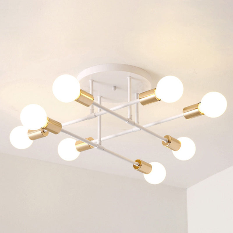 Industriële Retro Radiale Semi Flush Mount Smeedijzer-Lamp Plafond Armatuur voor Interieur Spaces