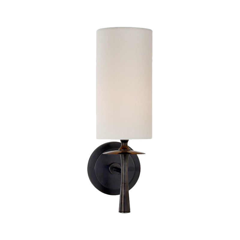 Modern 1 Head Wall Lighting Black Cylindrical Sconce Light Fixture with White Glass Shade