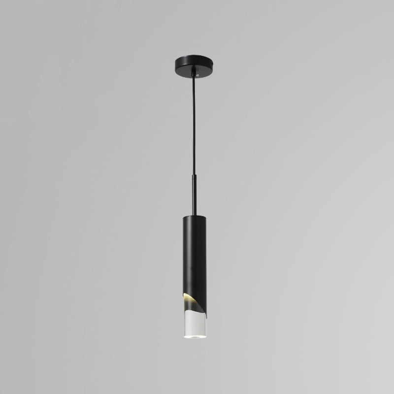 Minimaliste moderne LED Pendante Light Light Aluminium Lampe suspendue cylindrique avec une teinte acrylique