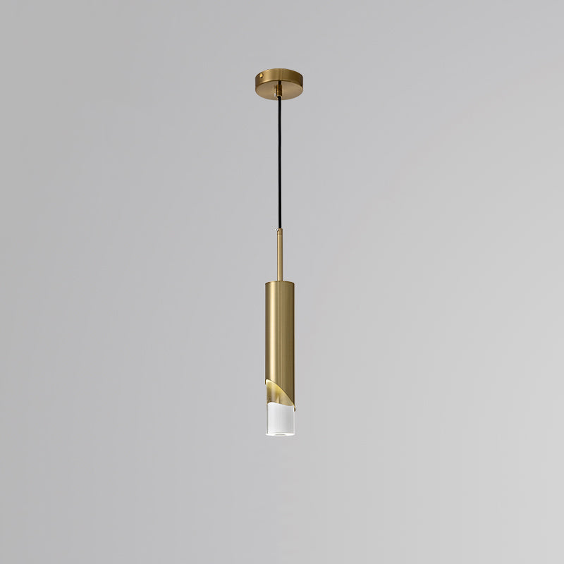 Minimaliste moderne LED Pendante Light Light Aluminium Lampe suspendue cylindrique avec une teinte acrylique