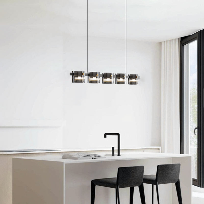 Modern Pendant Chandelier Linear Island Lighting Pendant Light in Black