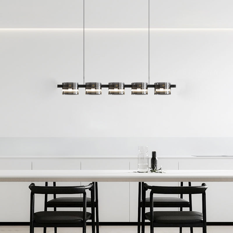 Modern Pendant Chandelier Linear Island Lighting Pendant Light in Black