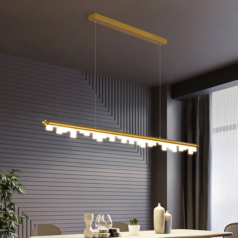 Pendants contemporains pour l'îlot de cuisine Éclairage pendentif linéaire en or