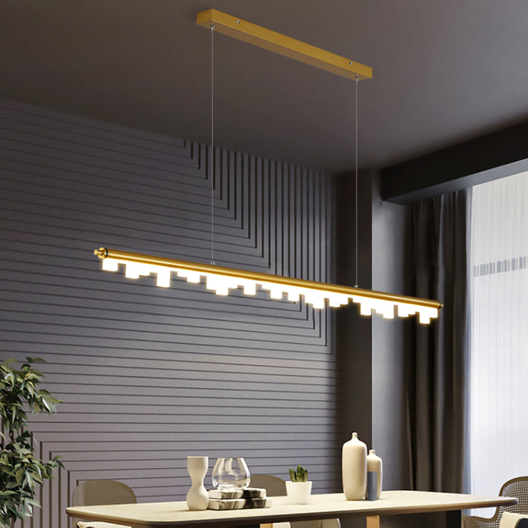 Pendants contemporains pour l'îlot de cuisine Éclairage pendentif linéaire en or