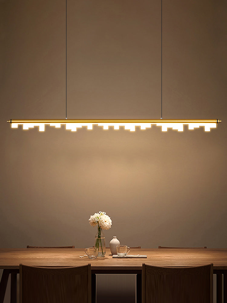 Pendants contemporains pour l'îlot de cuisine Éclairage pendentif linéaire en or