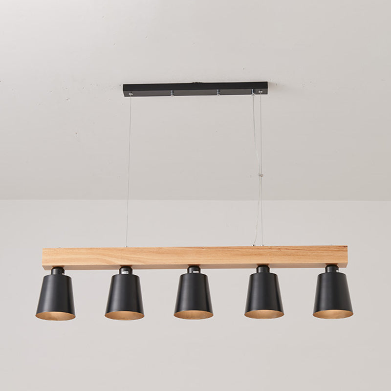 Apparecchi di illuminazione per isola moderna del soffitto lineare in legno per sala da pranzo