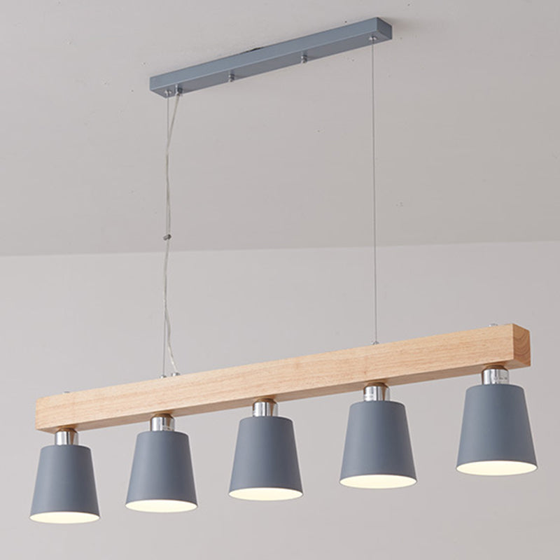 Wood Linear Ceiling Pendant Nordic Modern Island Lighting Fixtures for Dining Room