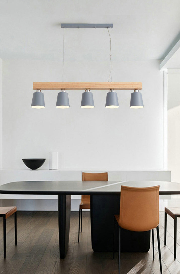 Apparecchi di illuminazione per isola moderna del soffitto lineare in legno per sala da pranzo