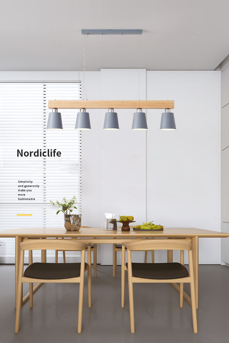 Apparecchi di illuminazione per isola moderna del soffitto lineare in legno per sala da pranzo