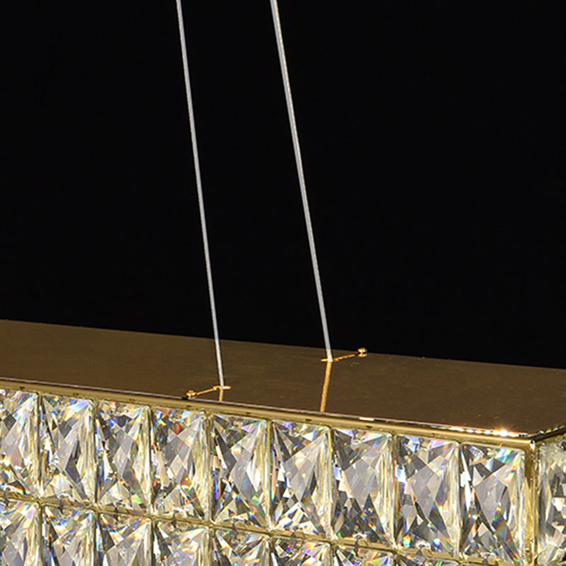 Contemporáneo de lámpara de cristal biselada Lámpara de lámpara de cristal lineal isla colgante para comedor