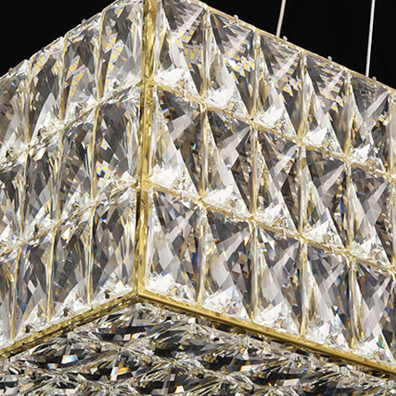 Contemporáneo de lámpara de cristal biselada Lámpara de lámpara de cristal lineal isla colgante para comedor