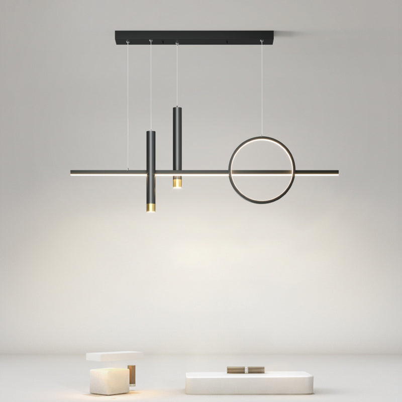 Sala da pranzo moderna illuminazione isola a LED Linea di ciondolo nero in metallo