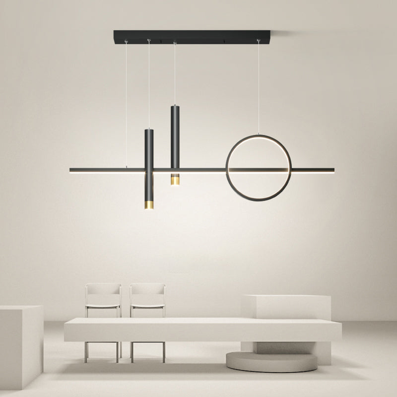 Sala da pranzo moderna illuminazione isola a LED Linea di ciondolo nero in metallo