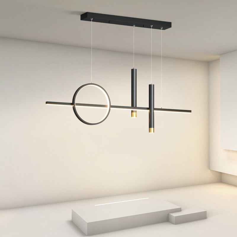Sala da pranzo moderna illuminazione isola a LED Linea di ciondolo nero in metallo