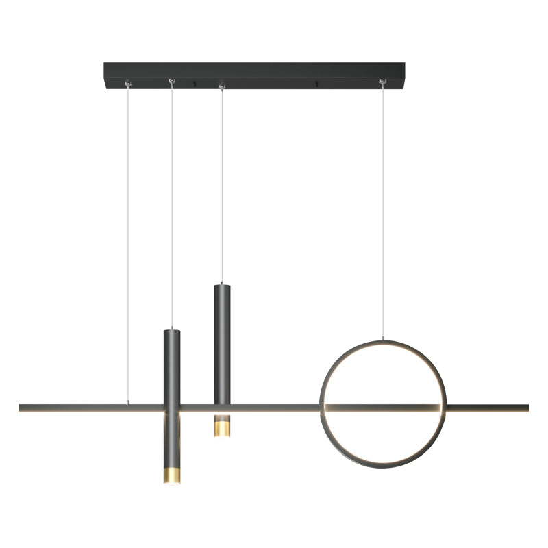 Sala da pranzo moderna illuminazione isola a LED Linea di ciondolo nero in metallo