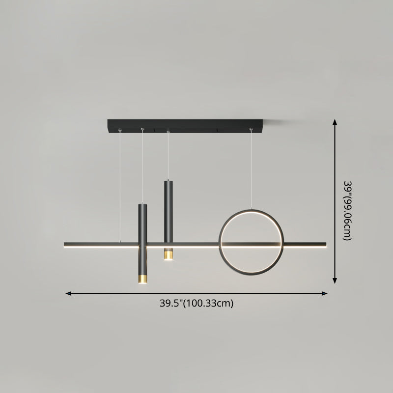 Sala da pranzo moderna illuminazione isola a LED Linea di ciondolo nero in metallo