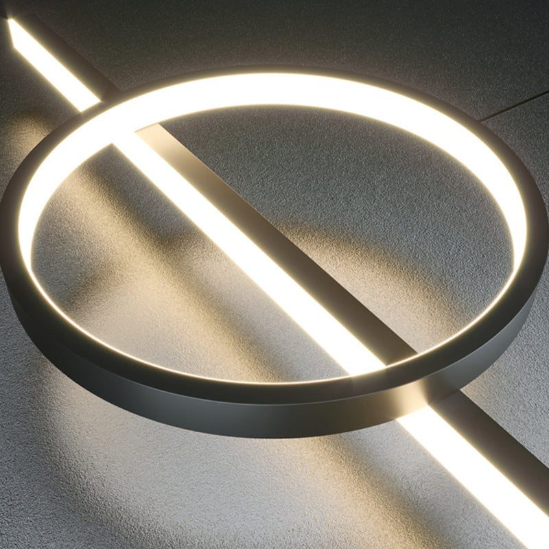 Dining Room Modern Island Lighting LED Linear Metal Black Pendant Light