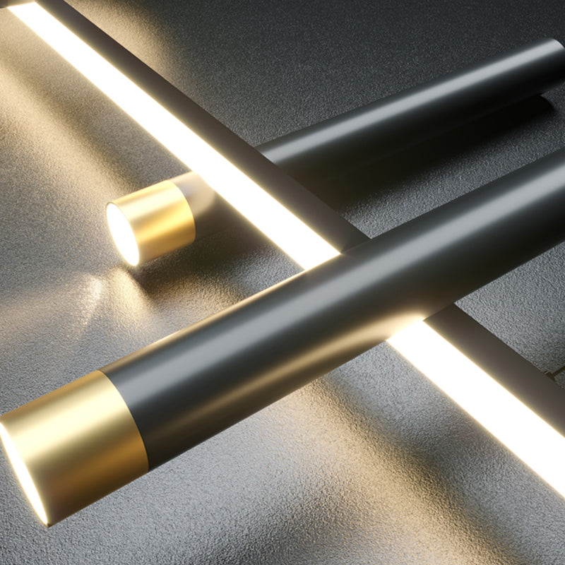 Sala da pranzo moderna illuminazione isola a LED Linea di ciondolo nero in metallo