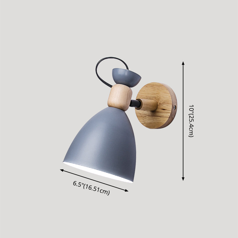 Wrought Iron Macaron Wall Sconce in Modern Concise Style Wooden Dome Wall Lamp for Interior Spaces