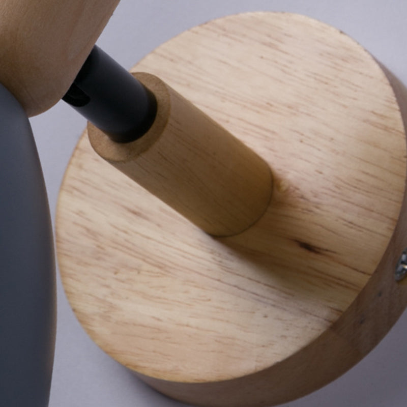 Wrought Iron Macaron Wall Sconce in Modern Concise Style Wooden Dome Wall Lamp for Interior Spaces