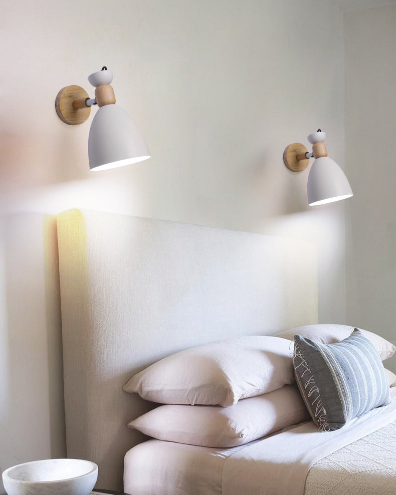 Wrought Iron Macaron Wall Sconce in Modern Concise Style Wooden Dome Wall Lamp for Interior Spaces