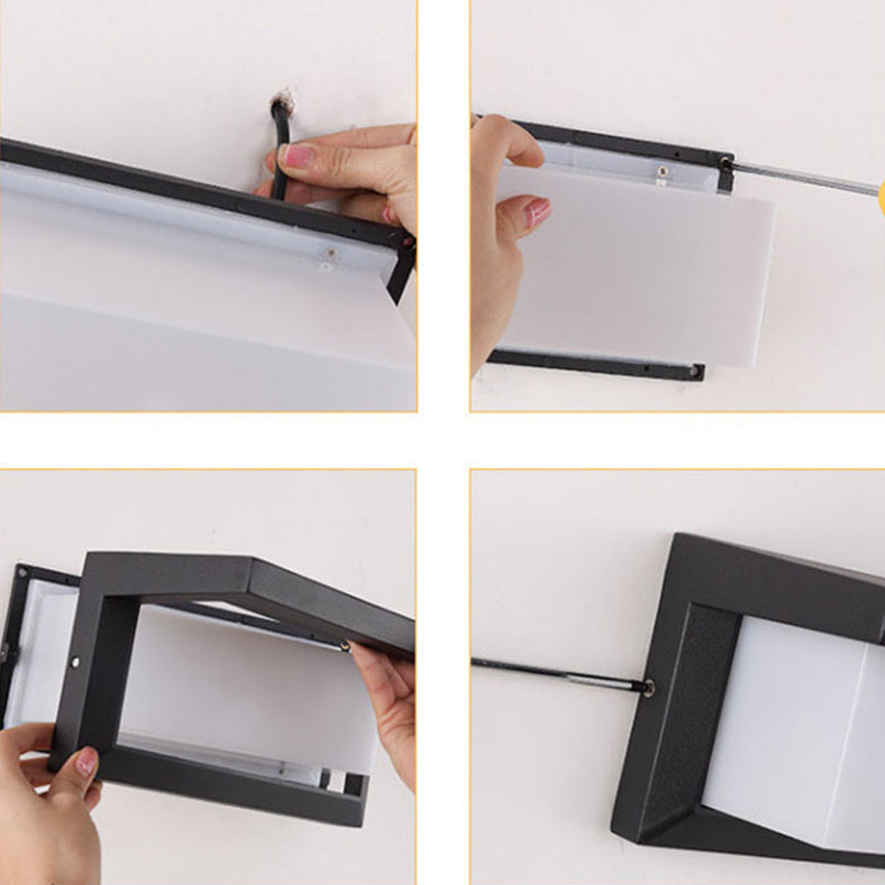 Modern Simple Style Retanglar Shade Wall Sconce Metal 1 Light Sconces in Black Finish