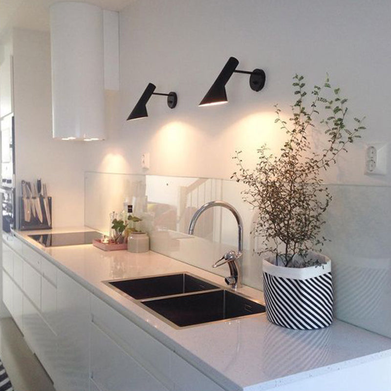 Modern de estilos Flare Dismonce Lights Ideas de iluminación de pared de aluminio de 1 luces en blanco y negro