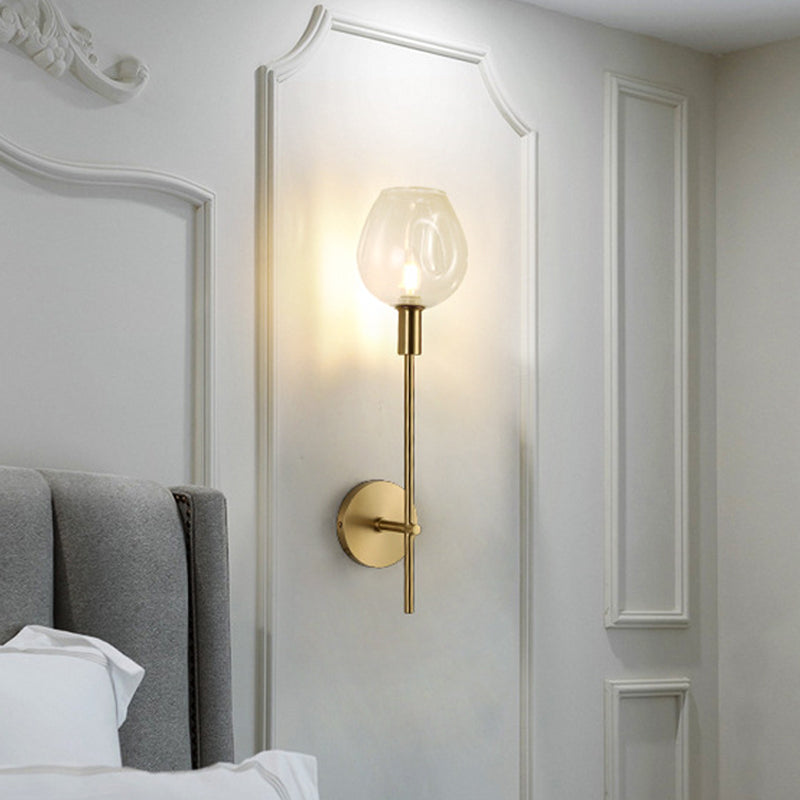 Clear Glass Cup Sconce Light Modern 1 Head Wall Mounted Lamp in Gold with Metal Pencil Arm