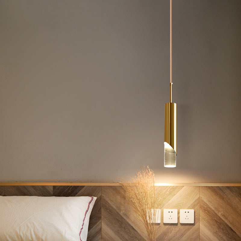 Lampe suspendue à LED cylindroïde en aluminium dans la simplicité moderne pendentif acrylique pour les espaces intérieurs