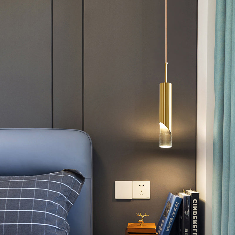 Lampe suspendue à LED cylindroïde en aluminium dans la simplicité moderne pendentif acrylique pour les espaces intérieurs