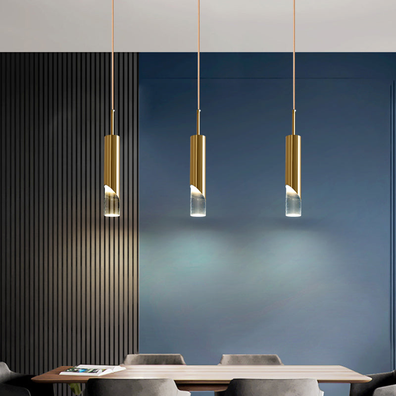 Lampe suspendue à LED cylindroïde en aluminium dans la simplicité moderne pendentif acrylique pour les espaces intérieurs