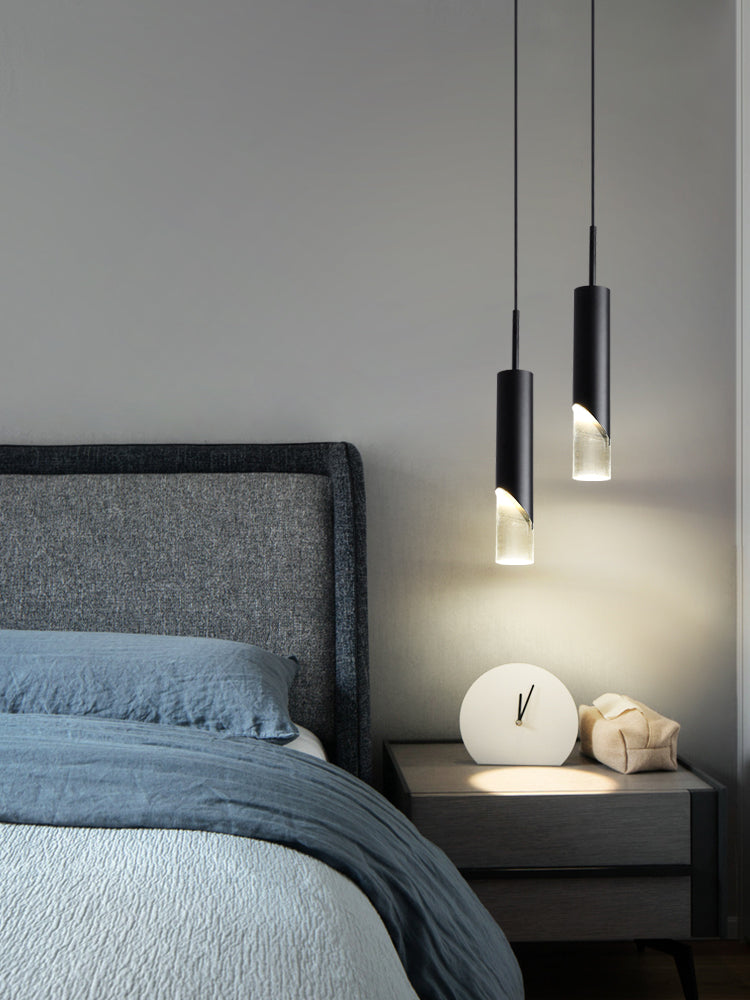 Lampe suspendue à LED cylindroïde en aluminium dans la simplicité moderne pendentif acrylique pour les espaces intérieurs