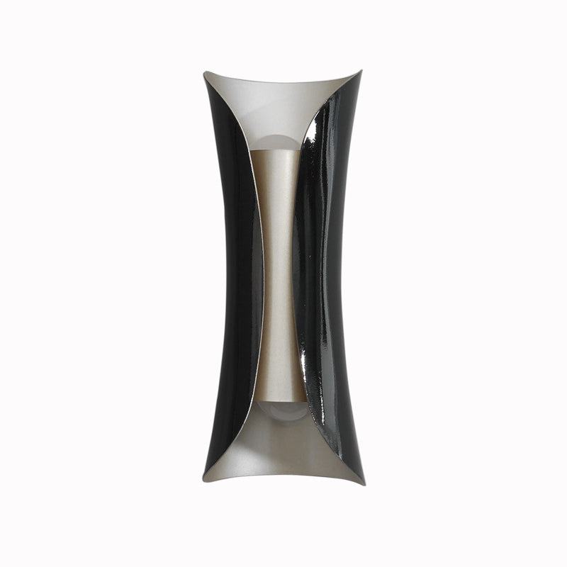 Modern Style Curl Wall Sconce Metallic 2-Lights Wall Mount Light in Black and White