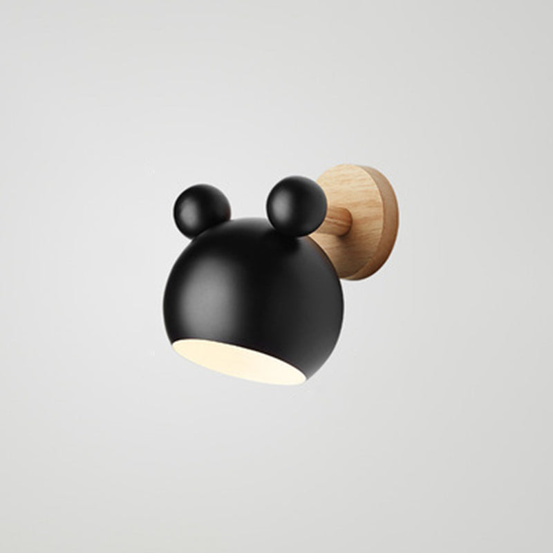 Modern Creative Globe Wall Lamp Wooden Macaron Wall Light with Wrought Iron Shade