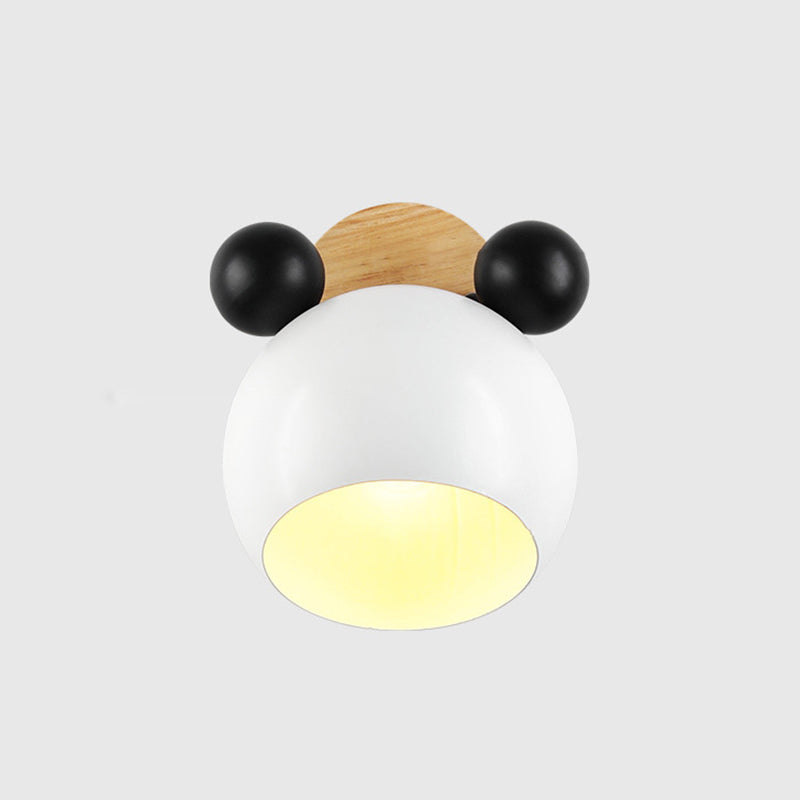 Modern Creative Globe Wall Lamp Wooden Macaron Wall Light with Wrought Iron Shade