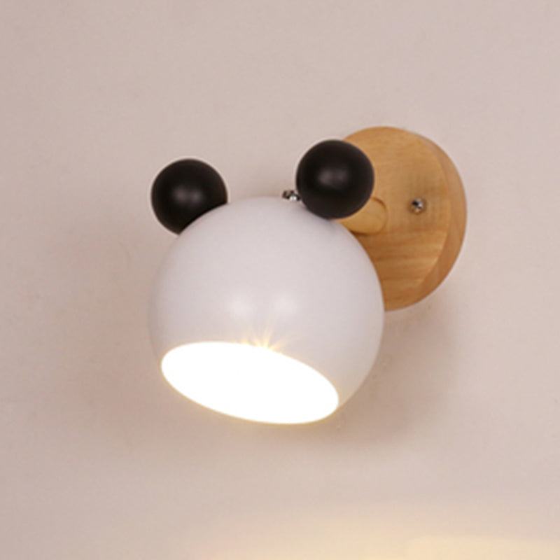 Modern Creative Globe Wall Lamp Wooden Macaron Wall Light with Wrought Iron Shade