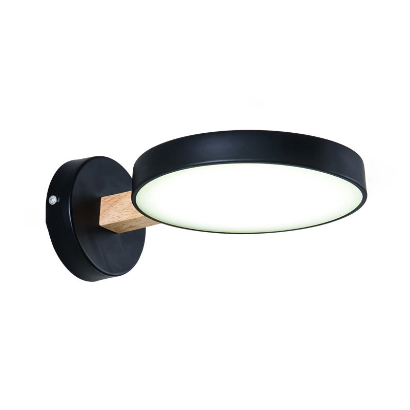 Modern Minimalist Circular LED Wall Lamp Wrought Iron Macaron Wall Light with Acrylic Shade