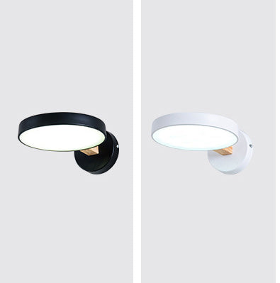 Modern Minimalist Circular LED Wall Lamp Wrought Iron Macaron Wall Light with Acrylic Shade
