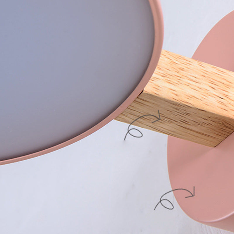 Modern Minimalist Circular LED Wall Lamp Wrought Iron Macaron Wall Light with Acrylic Shade