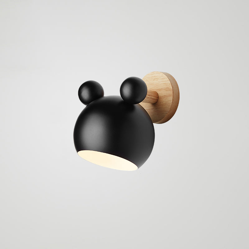 Wrought Iron Macaron Wall Sconce in Modern Concise Style Wooden Geometric Wall Lamp for Bedroom