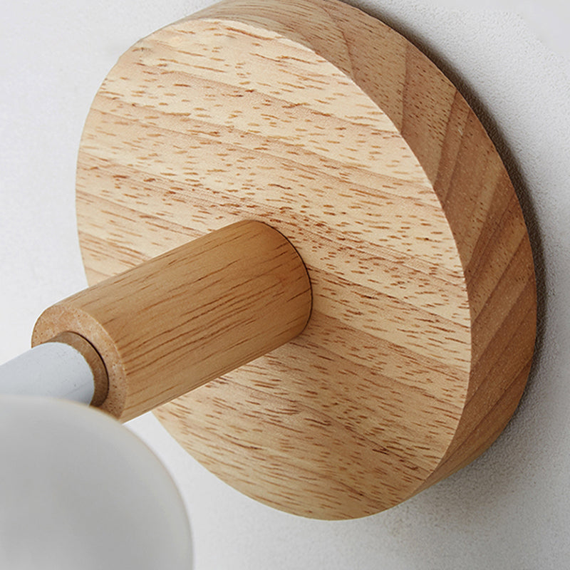 Wrought Iron Macaron Wall Sconce in Modern Concise Style Wooden Geometric Wall Lamp for Bedroom