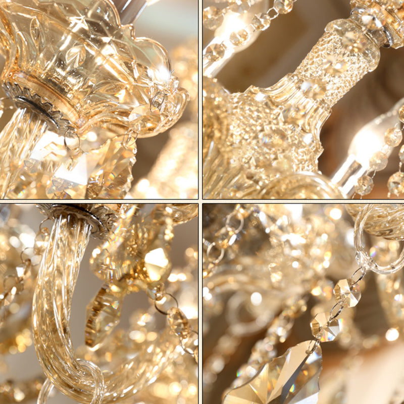 Lustre en verre léger de bougie de luxe traditionnelle avec décoration en cristal