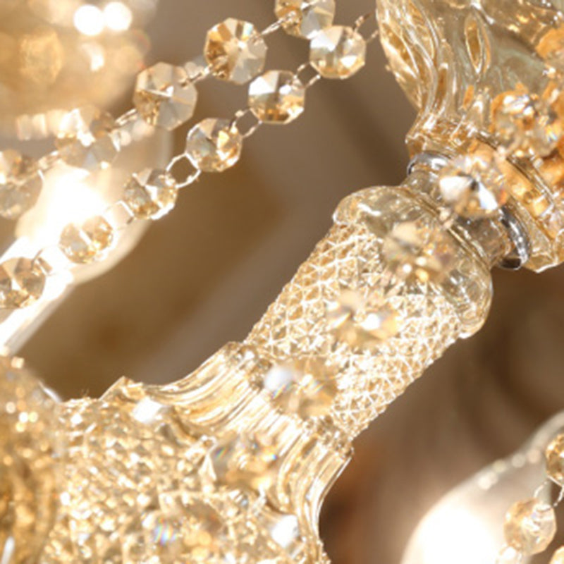 Lustre en verre léger de bougie de luxe traditionnelle avec décoration en cristal